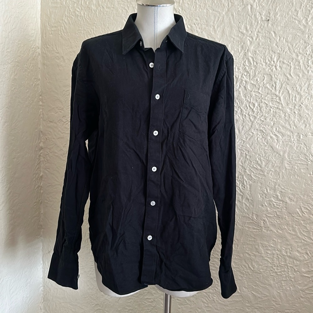 Untuckit Flannel Sherwood Black Shirt Slim Large Button Down